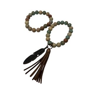 Boho Beaded Bracelets Set Feather Tassel Stackable Bohemian‎ Women Jewelry